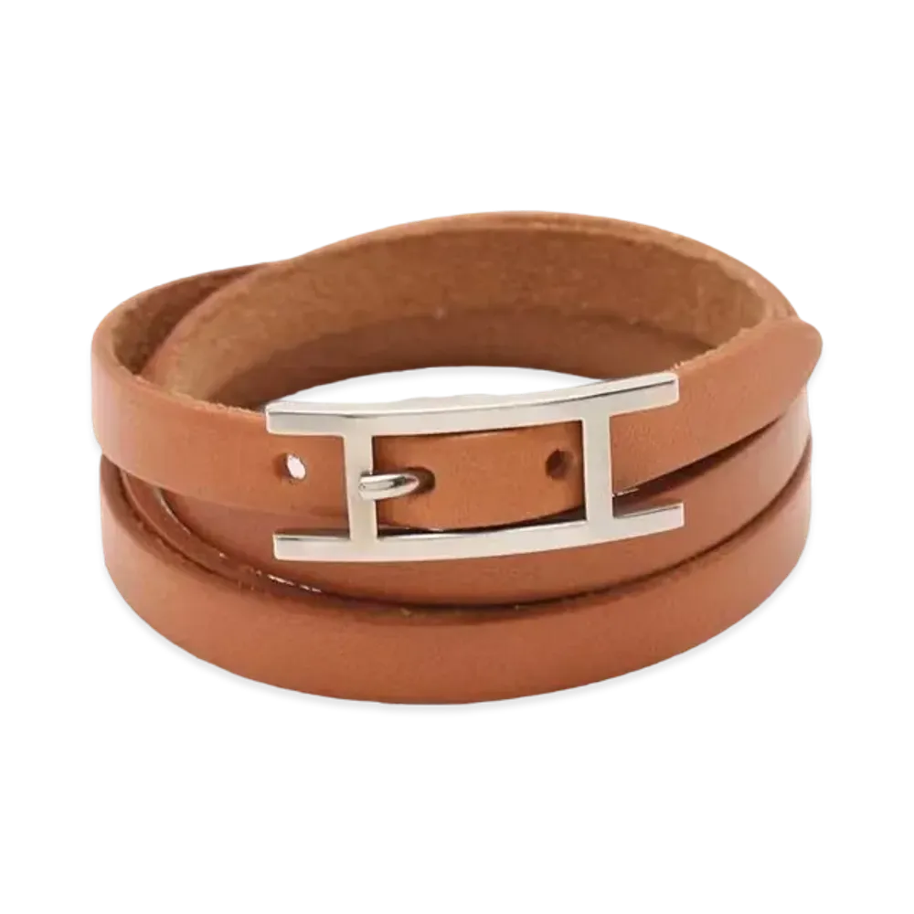 Hermes Api 3 Leather Bracelet "Brown"