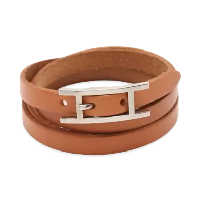 Hermes Api 3 Leather Bracelet "Brown"