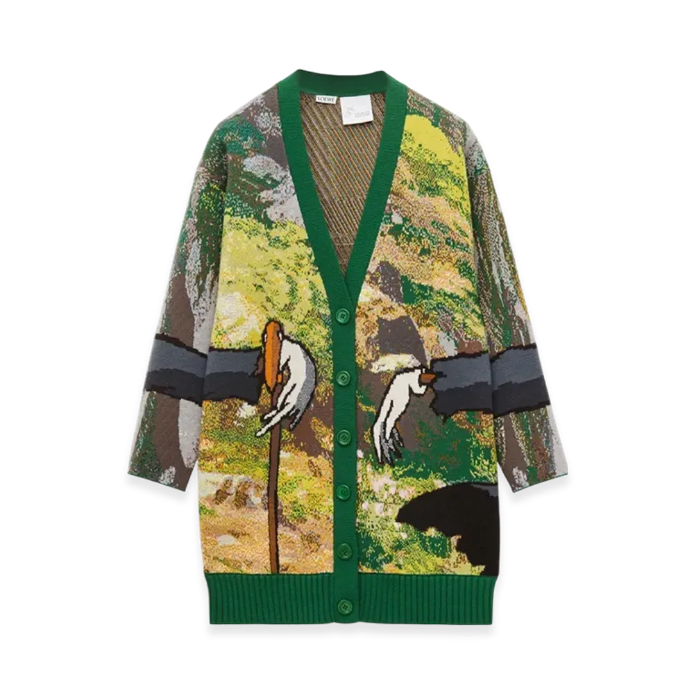 LOEWE x Howl's Moving Castle Turnip Head Cardigan in Wool "Green/Multicolor"