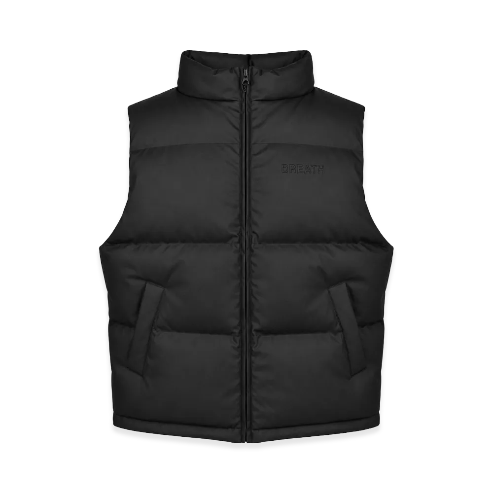 BREATH Faux Leather Matte Down Vest "Black"