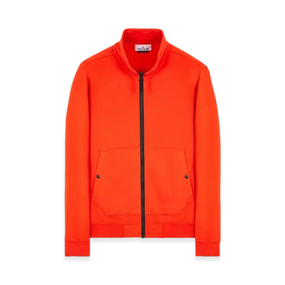 Stone Island 62820 Brushed Cotton Fleece Garment Dyed Full Zip Up Sweatshirt - 23FW "Lobster Red"
