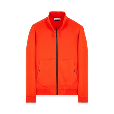 Stone Island 62820 Brushed Cotton Fleece Garment Dyed Full Zip Up Sweatshirt - 23FW "Lobster Red"