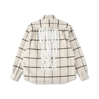 WIND AND SEA Military Surplus Windowpane Plaid Shirt "White"