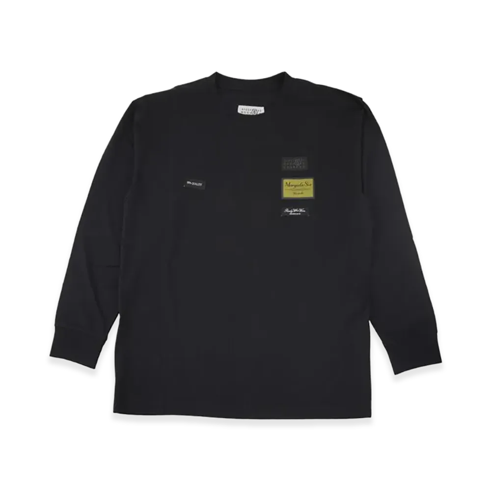 MM6 メゾンマルジェラ ラベルパッチ ロングスリーブ Tシャツ "ブラック" SH0NH0023M20170900