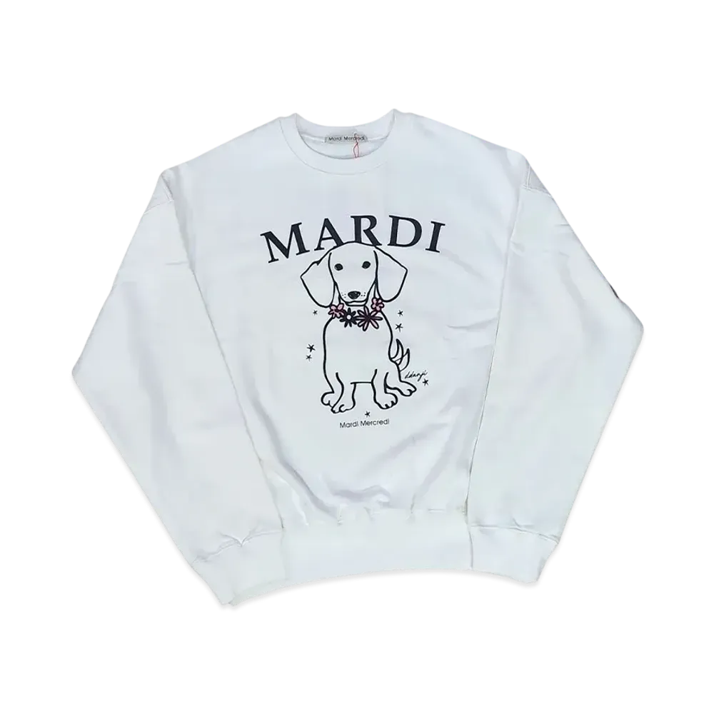 Mardi Mercredi Sweatshirt Swing The Tail Ddanji Flower Necklace "White Pink"