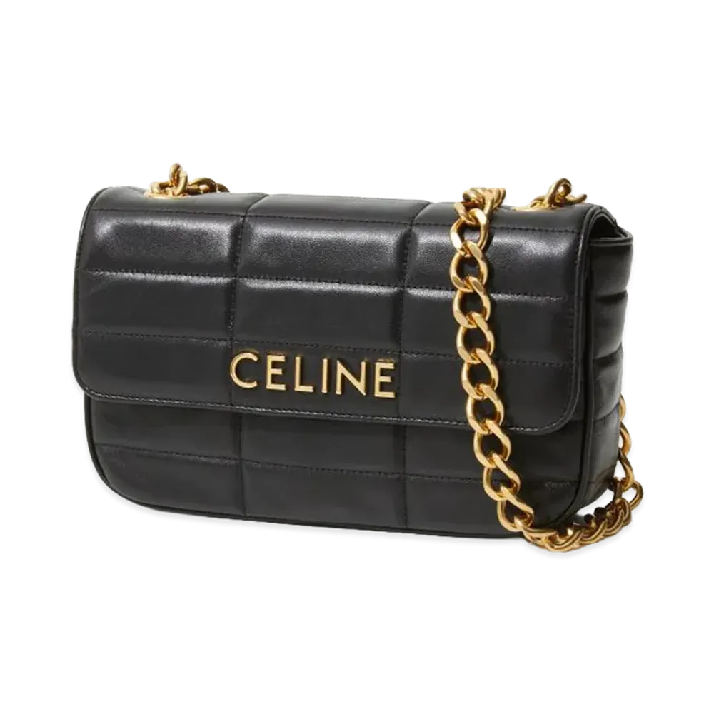 CELINE Mini Shoulder Bag / Quilted "Black/Gold"