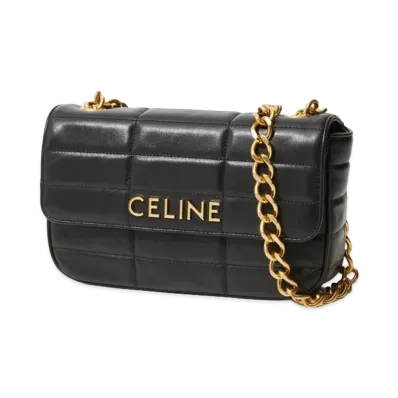 CELINE Mini Shoulder Bag / Quilted "Black/Gold"