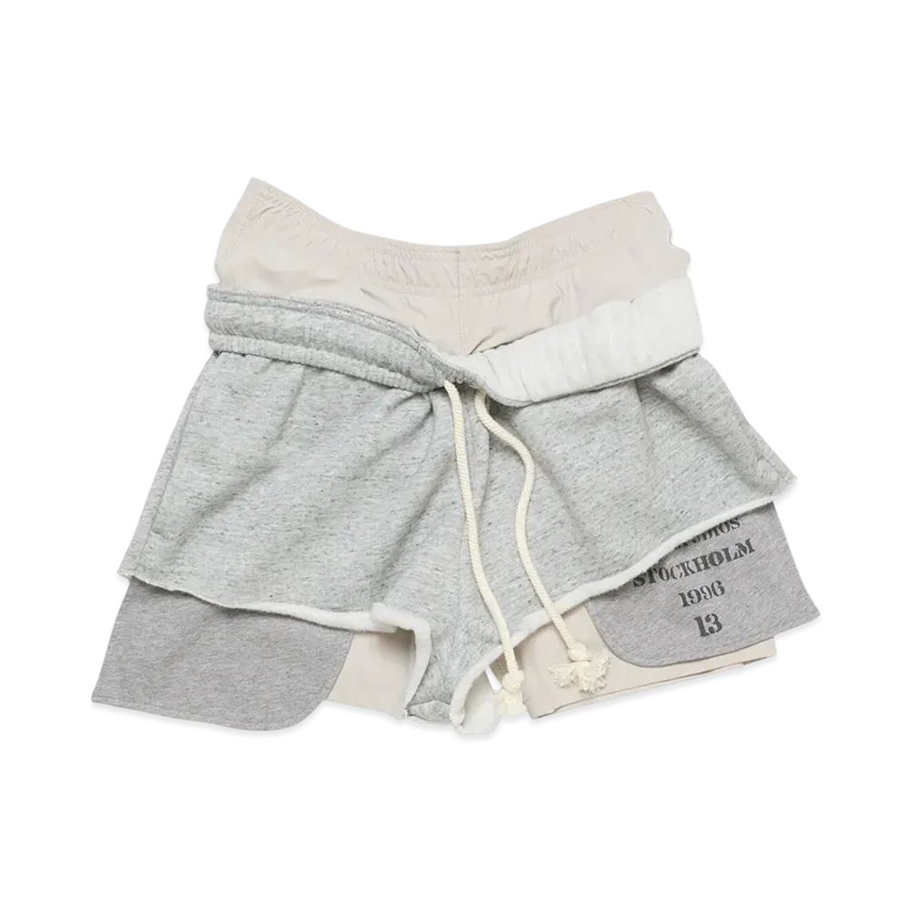 Acne Studios Layered Fleece Shorts "Marble Gray Melange"