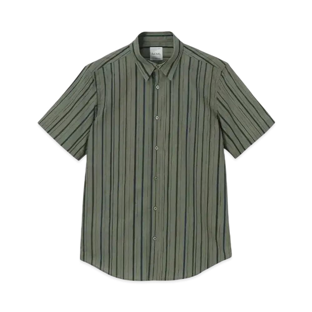 Paul Smith Pencil Stripe Short Sleeve Shirt "Olive"