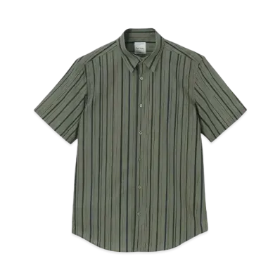 Paul Smith Pencil Stripe Short Sleeve Shirt "Olive"
