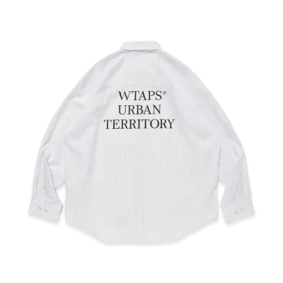 WTAPS BD 02 / LS / Cotton. Herringbone. Textile. Of "Blue"