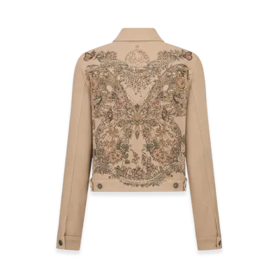 Dior Women's Jacket Denim Butterfly Around The World Motif "Beige/Multicolor"