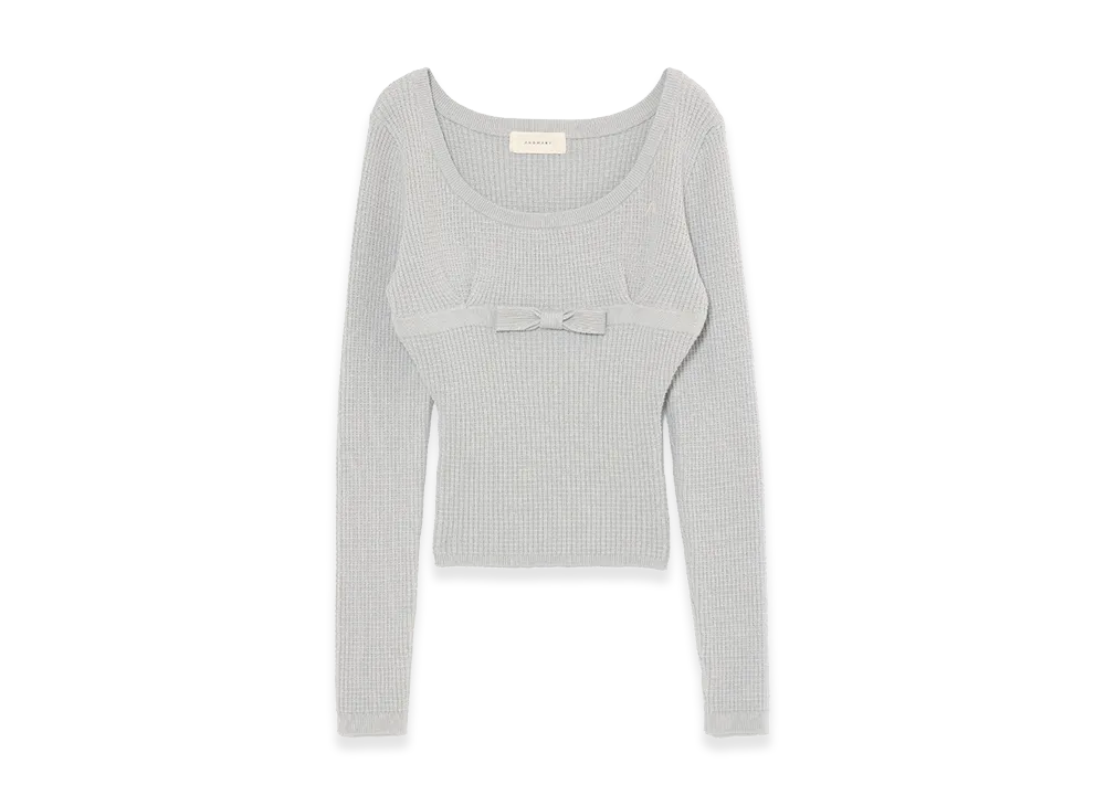 ANDMARY Women's Waffle Ribbon Tops "Ice Blue"