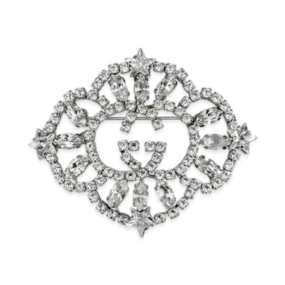 GUCCI Interlocking G Crystal Star Brooch