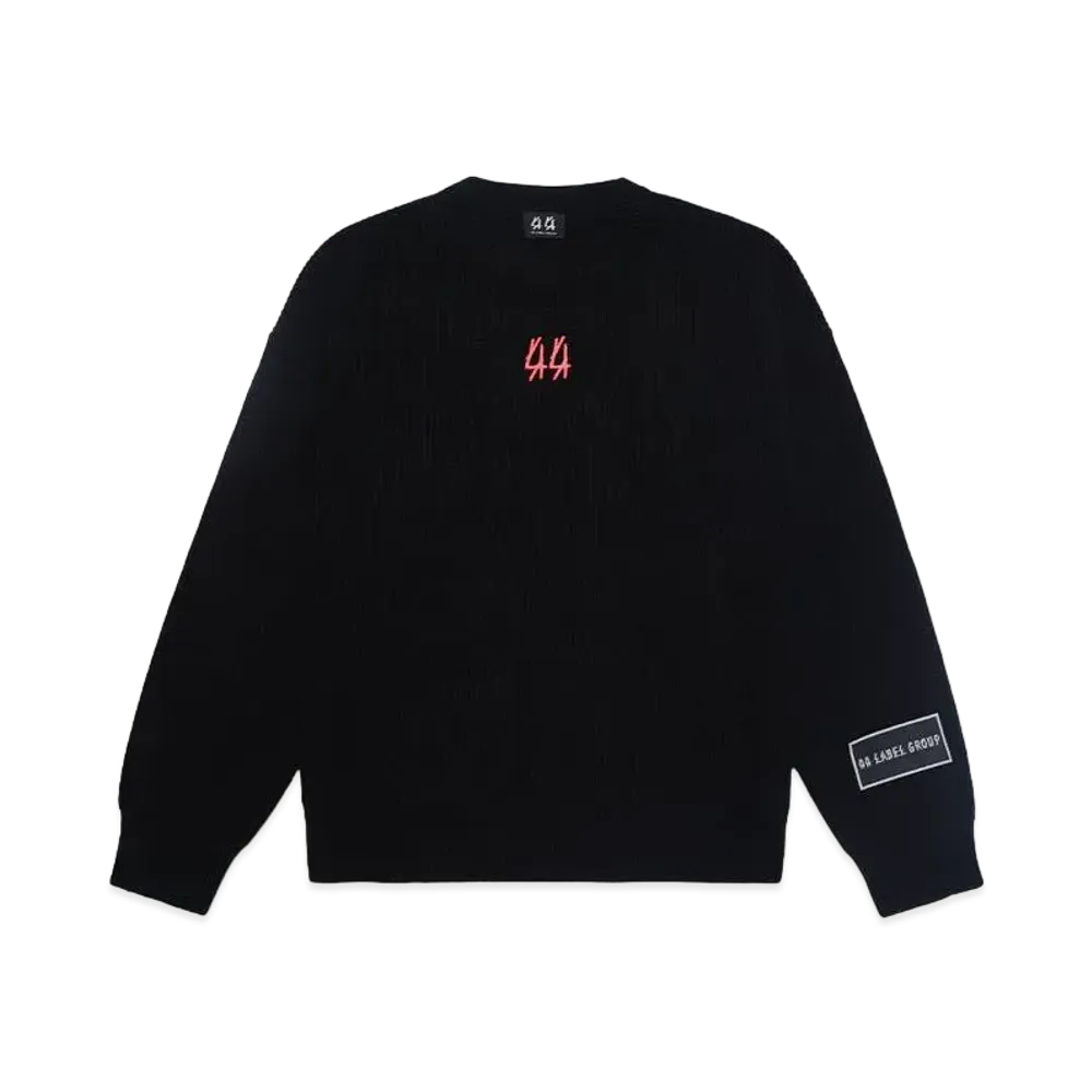 44 LABEL GROUP KELVIN CREWNECK MERINO 80 BLACK + 44 SOLID NEON PRINT "BLACK"