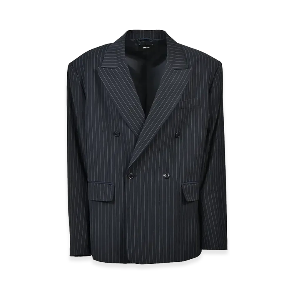 BREATH Oversize Double Jacket "Navy Stripe"