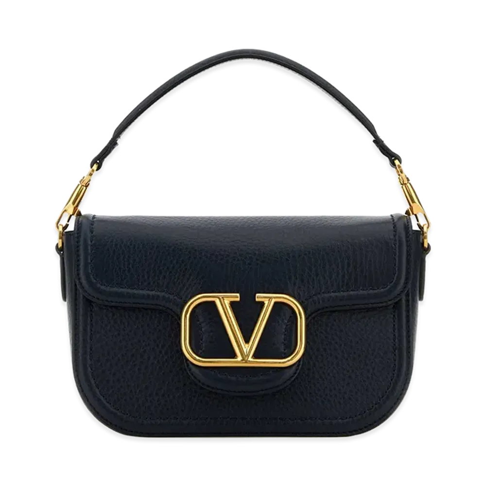 Valentino Women's Leather Alltime Shoulder Bag "Midnight Blue"