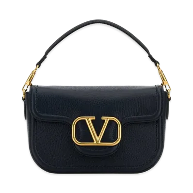 Valentino Women's Leather Alltime Shoulder Bag "Midnight Blue"