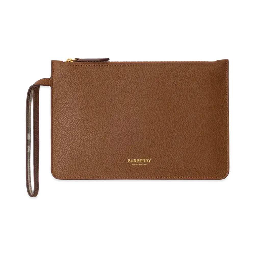 Burberry Women's Leather Zip Pouch "Tawny Brown"