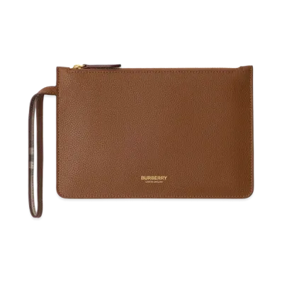 Burberry Women's Leather Zip Pouch "Tawny Brown"