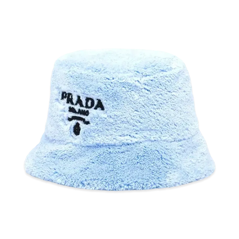 PRADA Terry Cross Bucket Hut "Light Blue/Black"