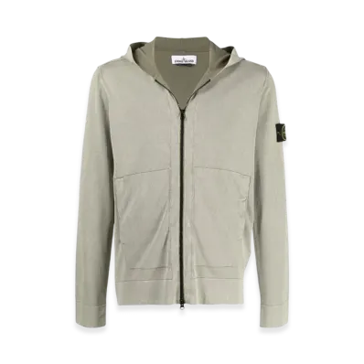 Stone Island 553D9 White Frost Treatment Hooded Knit Cardigan - 21SS "Olive Green"