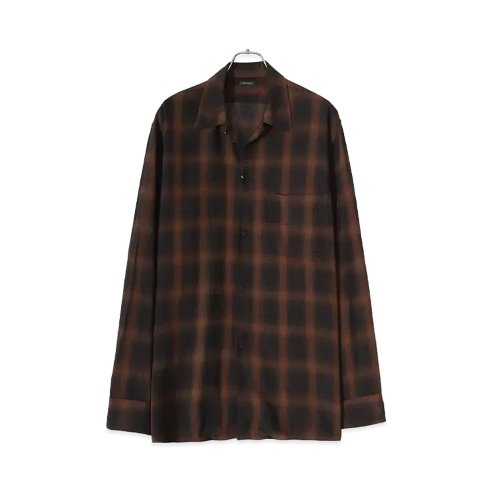 COMOLI Rayon Open Collar Shirt "Check"