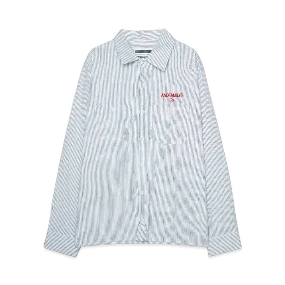 ANDFAMILYS STRIPE WORK SHIRTS "WHITE"