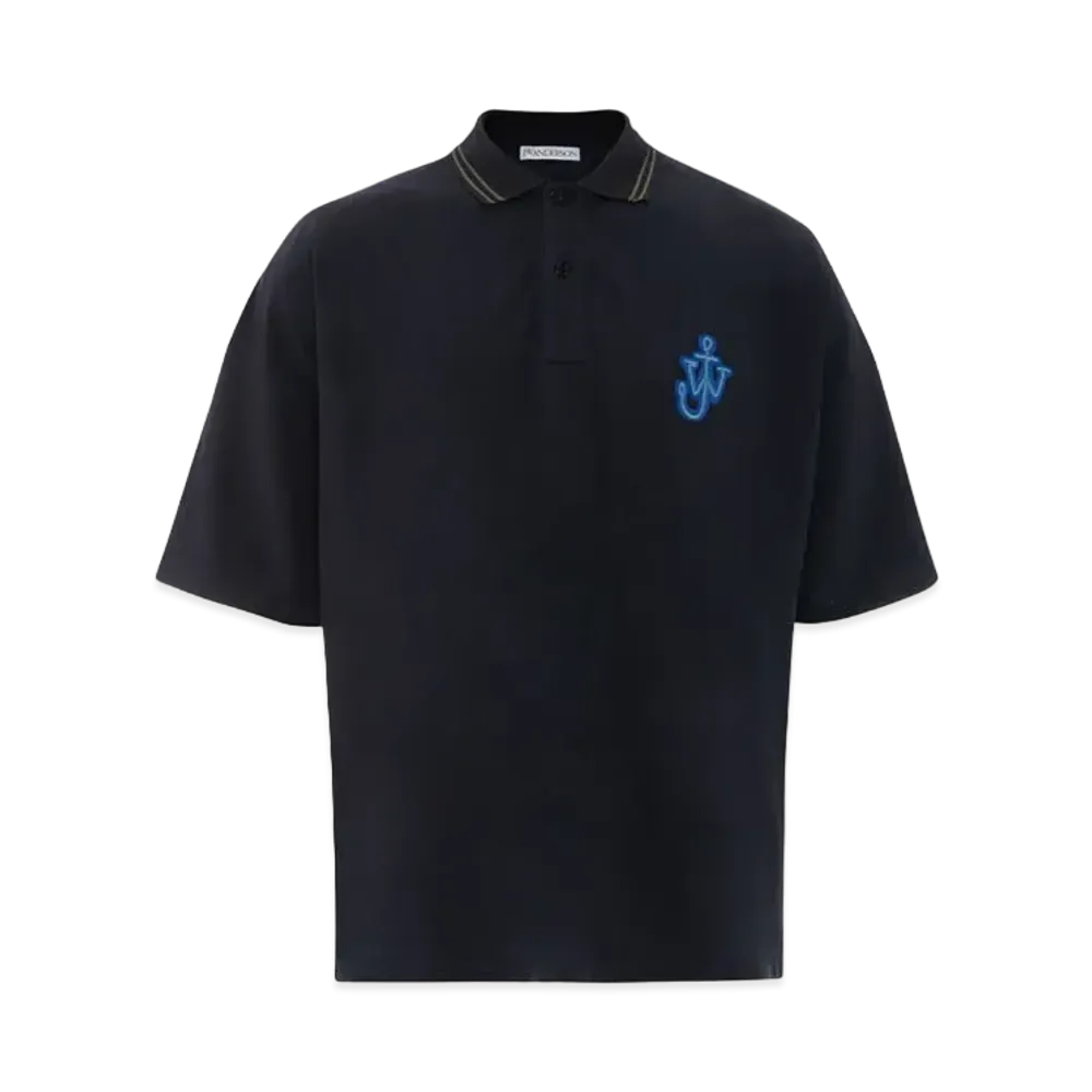 JW ANDERSON Anchor Patch Short Sleeve Polo "Navy"