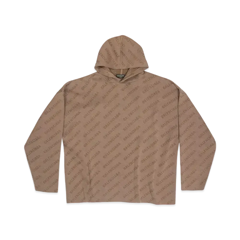 BALENCIAGA MENS Mini Allover Logo Hoodie "Brown"