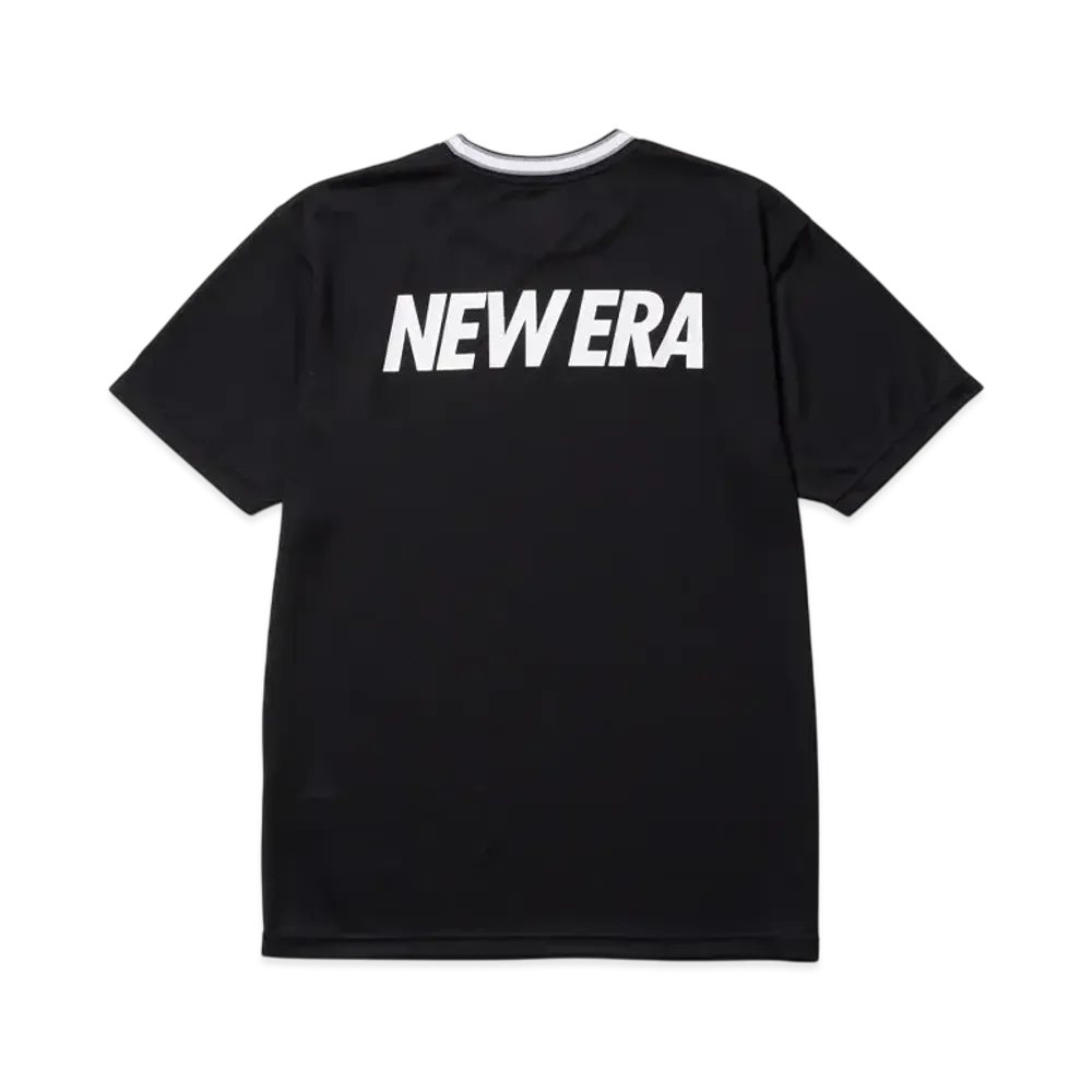 NEW ERA Performance Apparel Basketball Short Sleeve Tech T-Shirt Stripe Collar "Black"