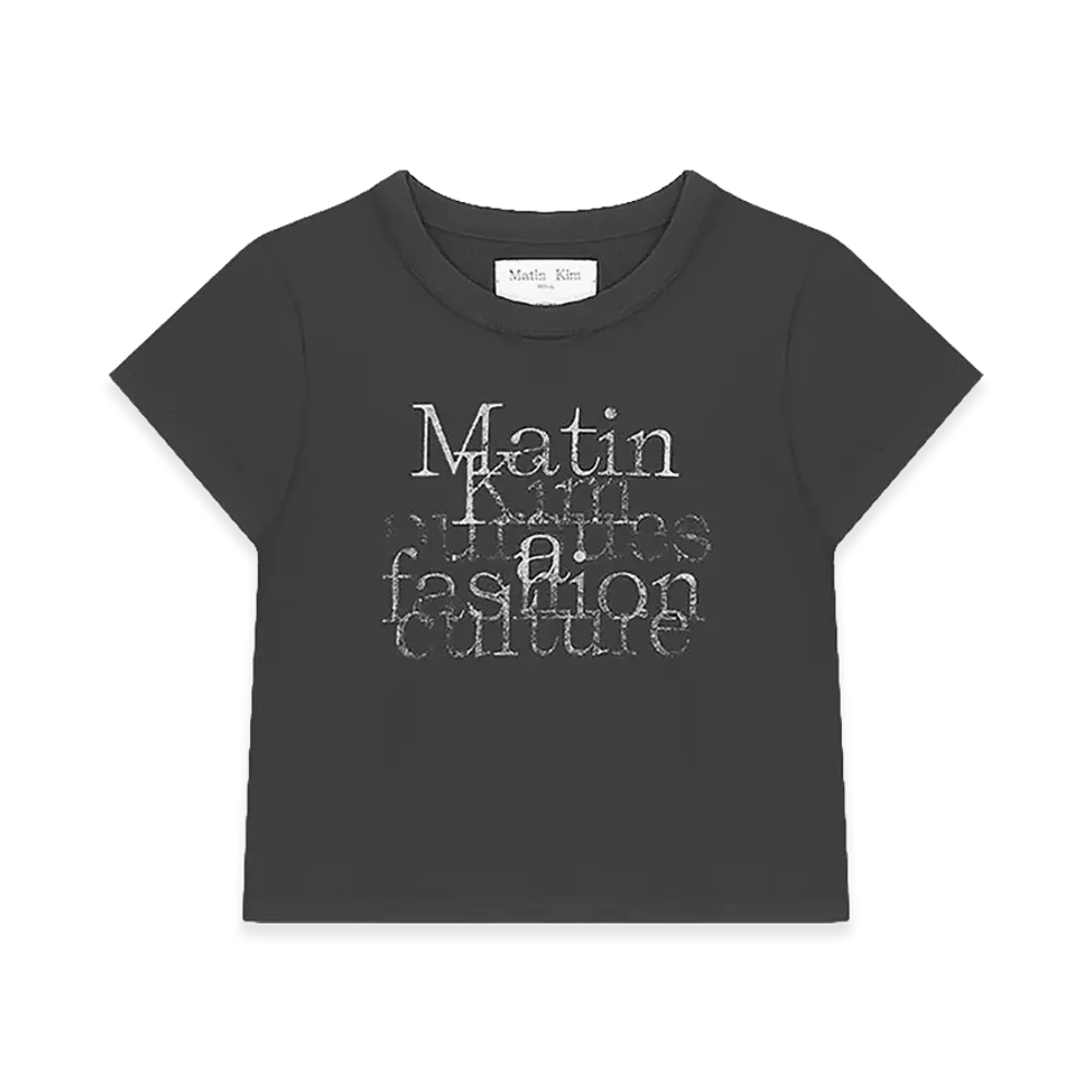 Matin Kim Women's Dusty Typo Graphic Crop Top T-Shirt "Charcoal"