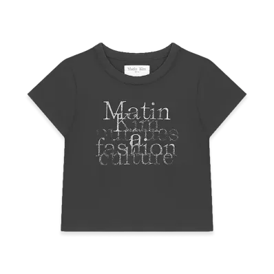 Matin Kim Women's Dusty Typo Graphic Crop Top T-Shirt "Charcoal"
