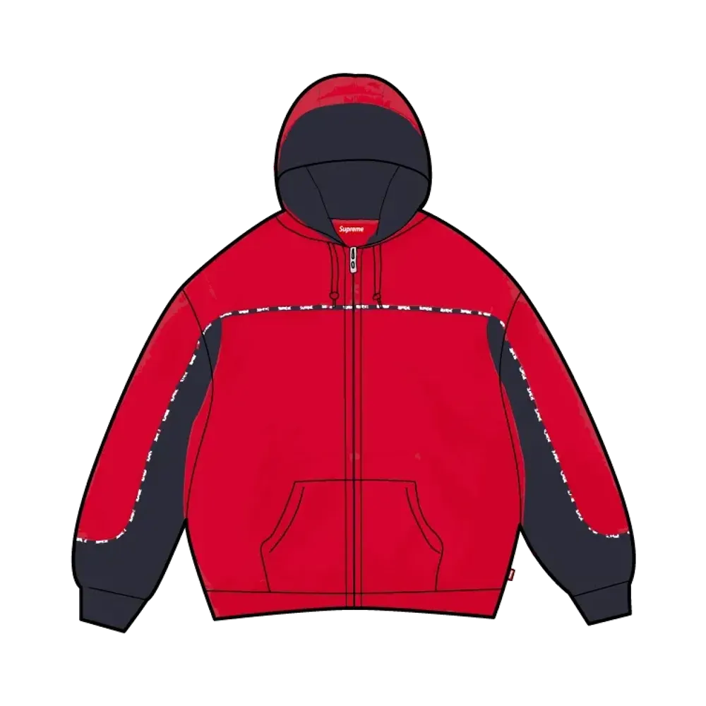 Supreme Piping Zip Up Hooded Sweatshirt "Red"