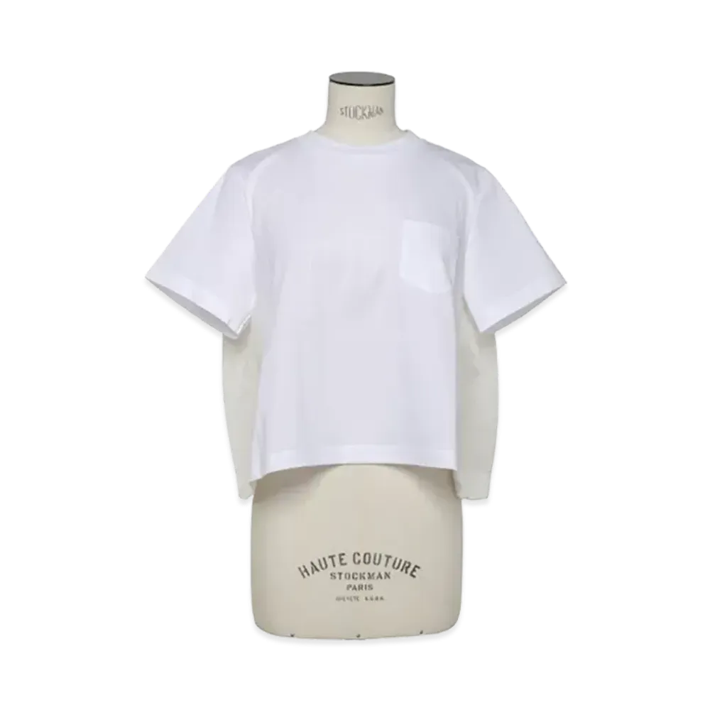 sacai Nylon Twill x Cotton Jersey T-Shirt "White/Off White"