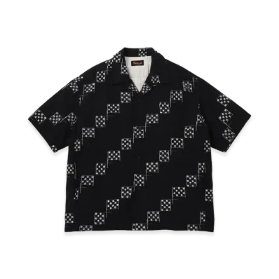 visvim Wallis Down Shirt S/S Kasuri "Black"