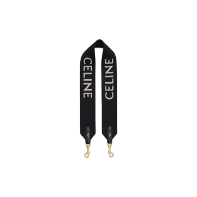 CELINE Short Strap In Wool With Celine Jacquard "Black/White"