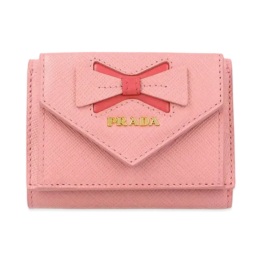 PRADA Fiocco Leather Small Wallet "Pink"