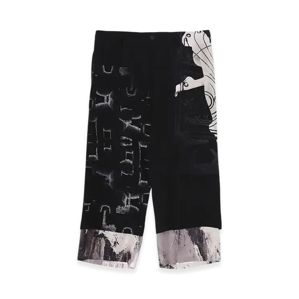 Yohji Yamamoto POUR HOMME Layered Print Pants "Black"