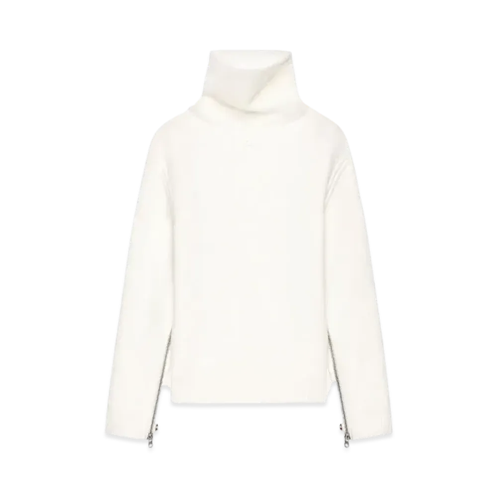 Courreges Oversized Mockneck Knit Sweater "Natural Beige"