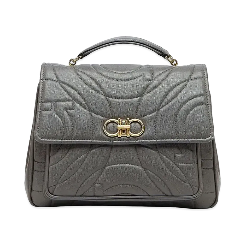 Salvatore Ferragamo Quilted Gancini Top Handle (M) "Dark Grey"