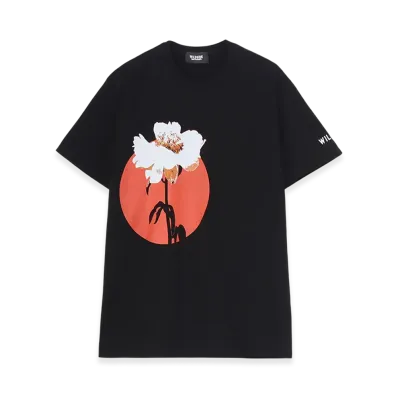 WILDSIDE YOHJI YAMAMOTO Red Circle Flower T-Shirt "Black"