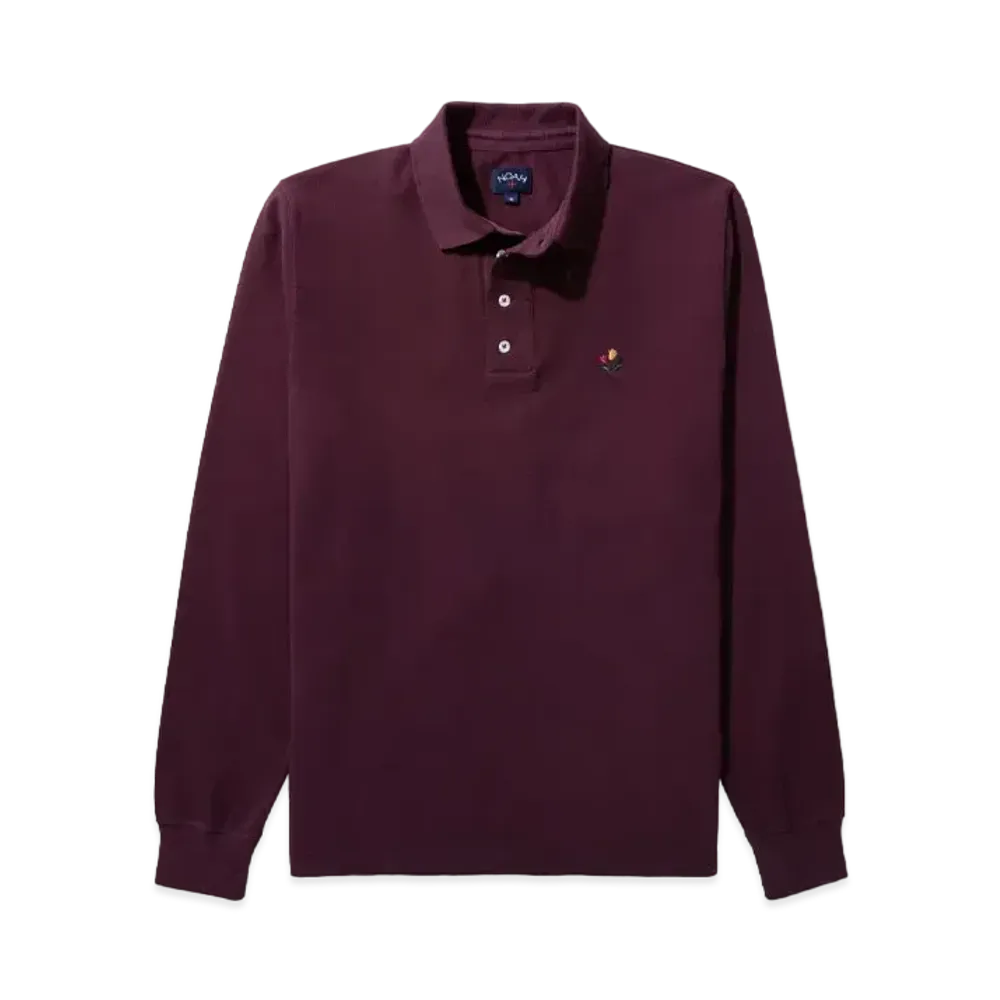 Noah Long Sleeve Pique Polo "Burgundy"