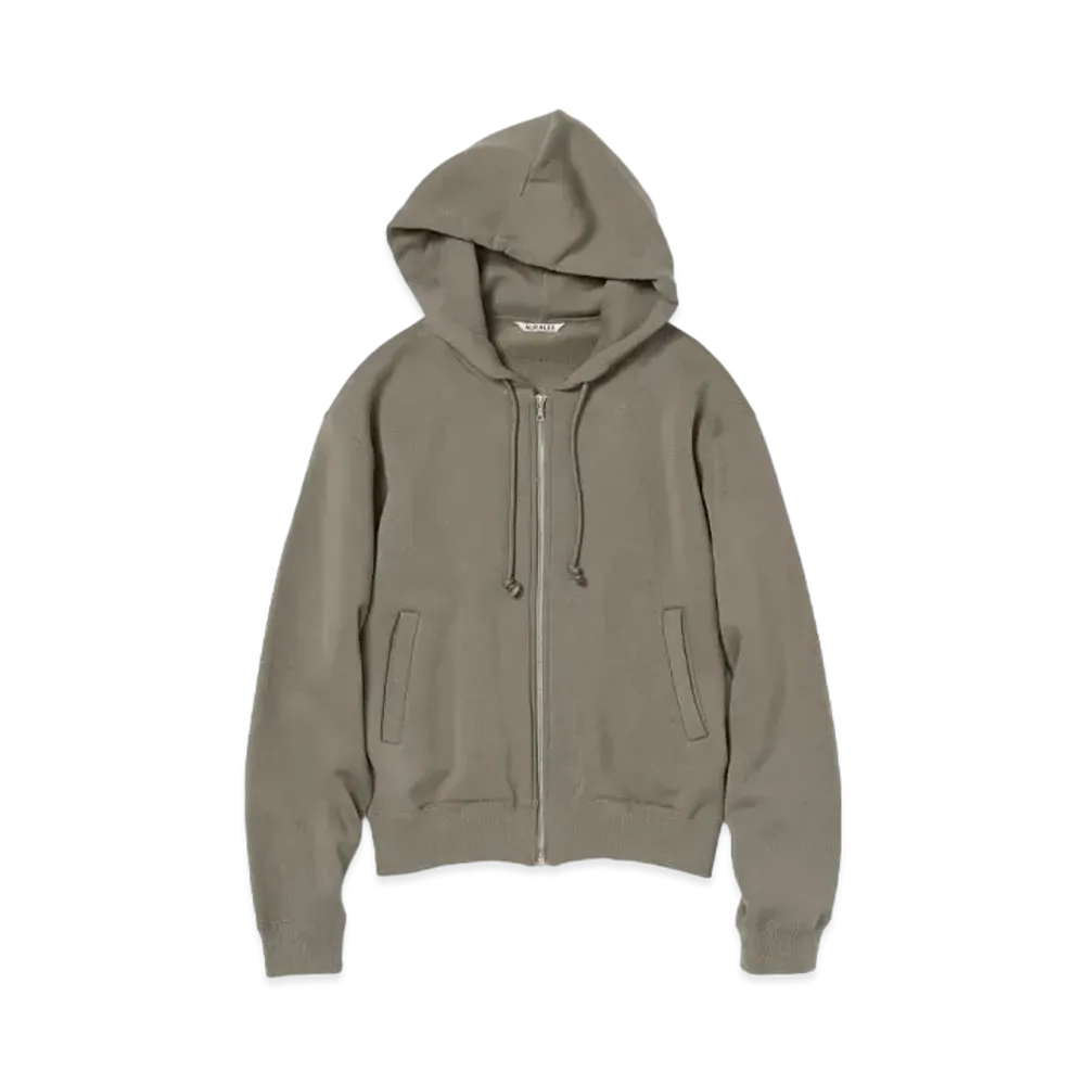 AURALEE Smooth Soft Sweat Zip Parka "Olive Brown"