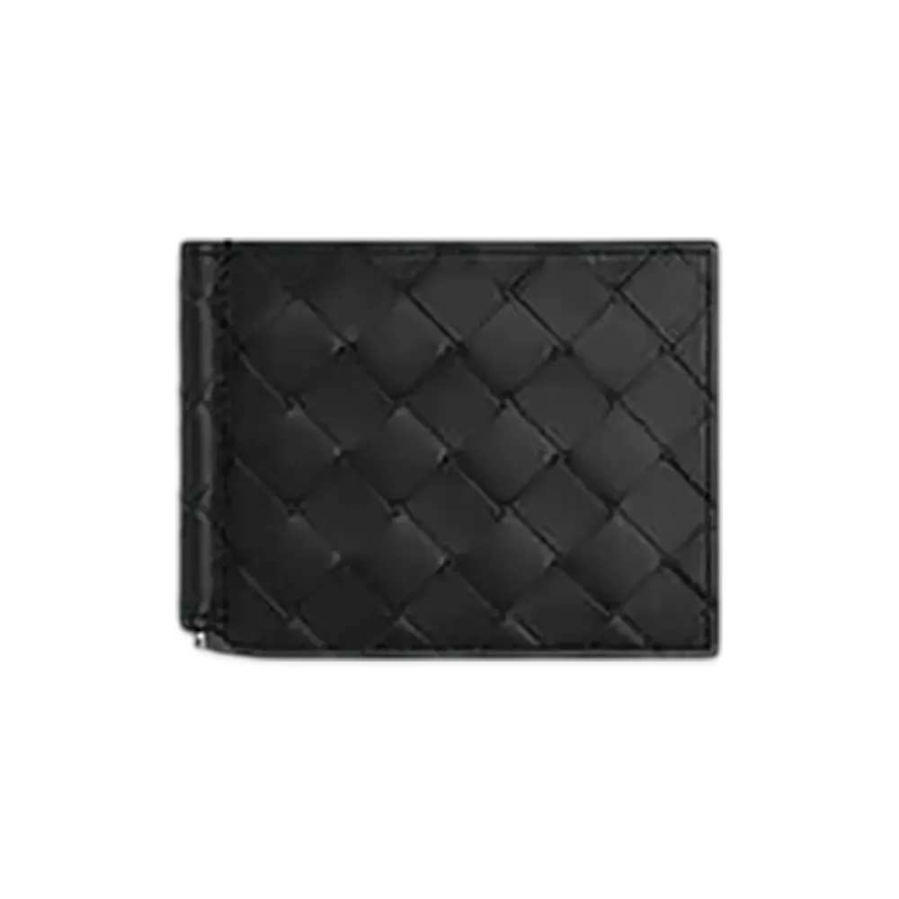 Bottega Veneta Intrecciato Money Clip Wallet "Black"