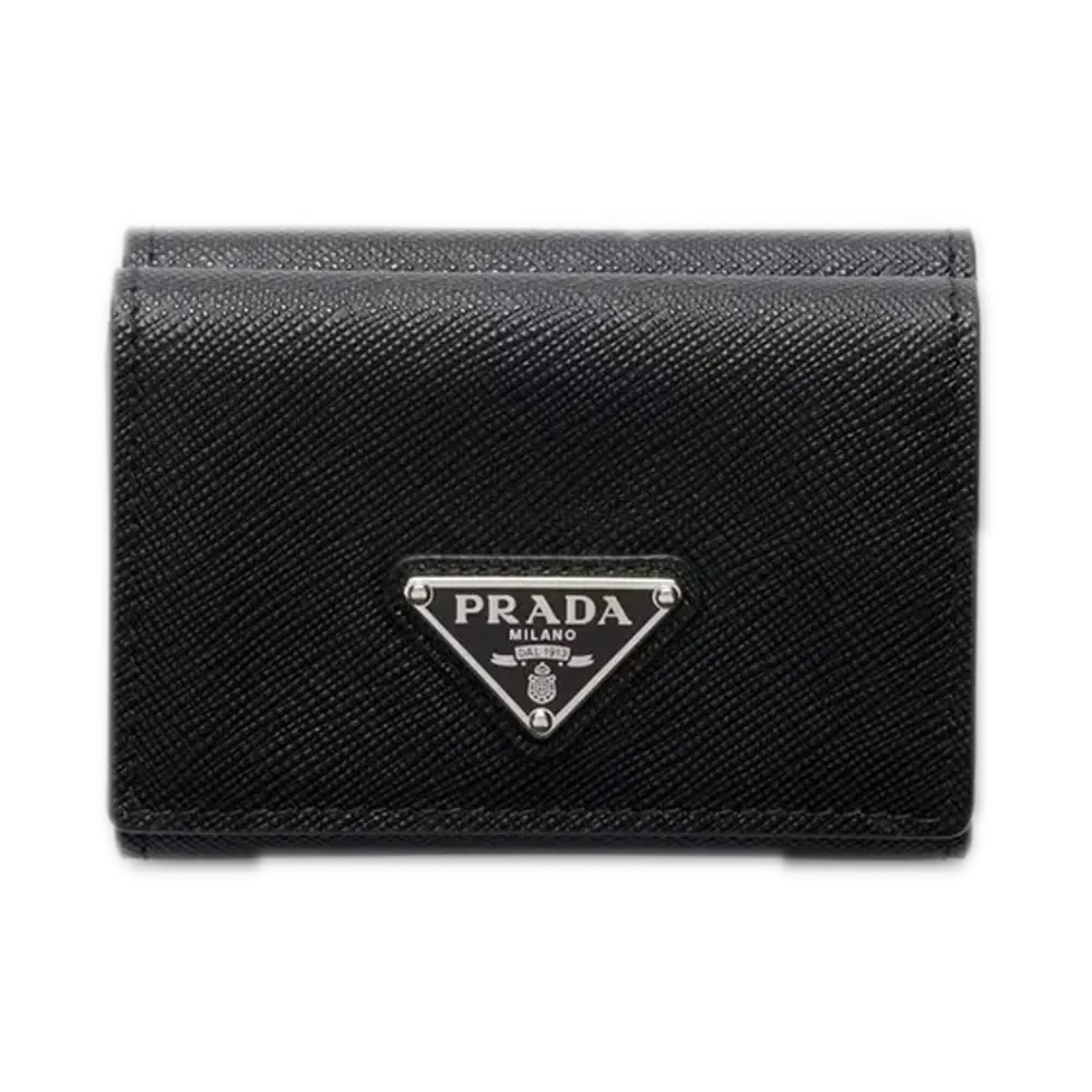 PRADA Saffiano Triangle Wallet "Black"