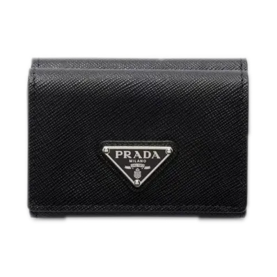 PRADA Saffiano Triangle Wallet "Black"