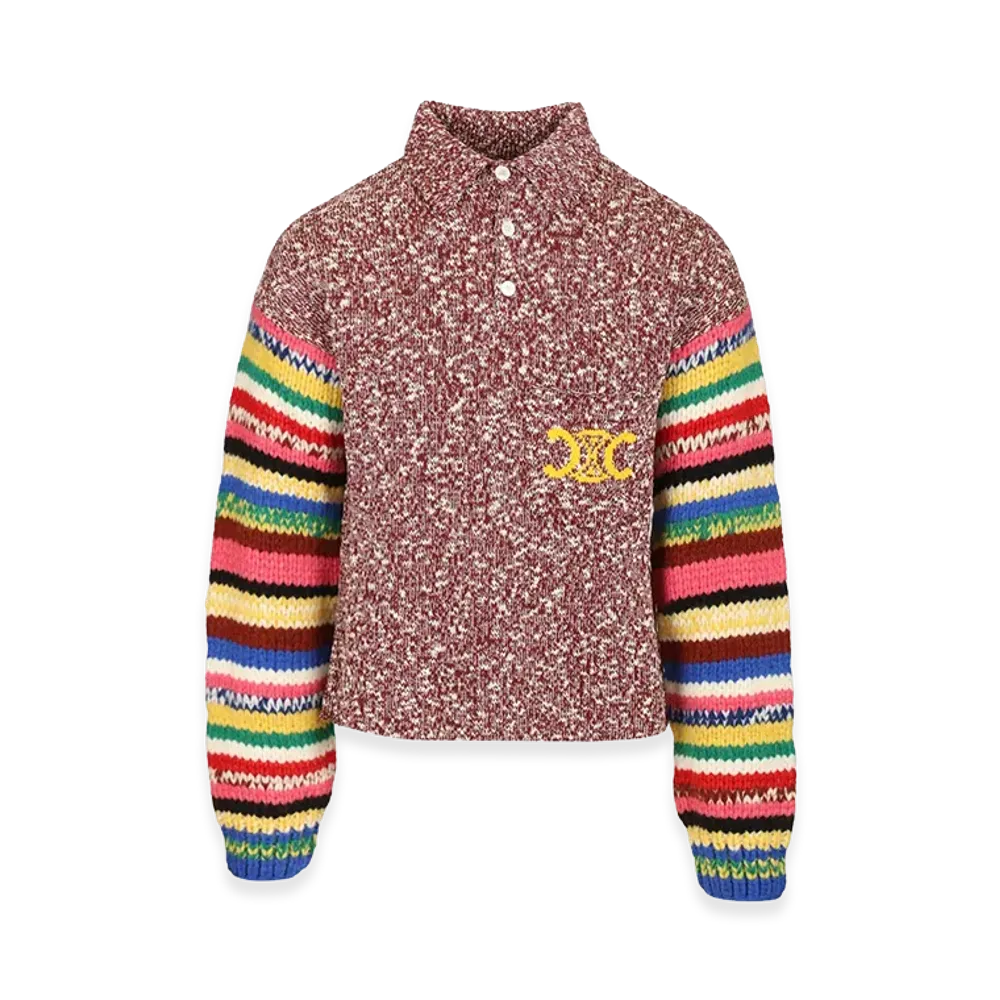 CELINE Polo Sweater Mouline Cotton "Multicolor"