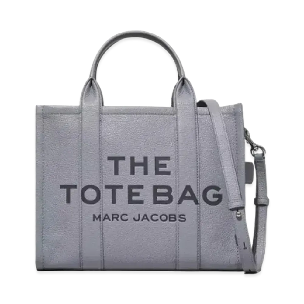 Marc Jacobs The Leather Medium Tote Bag "Wolf Grey"