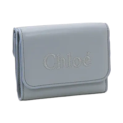 Chloe Sense Small Tri-Fold Shiny Calfskin "Storm Blue"